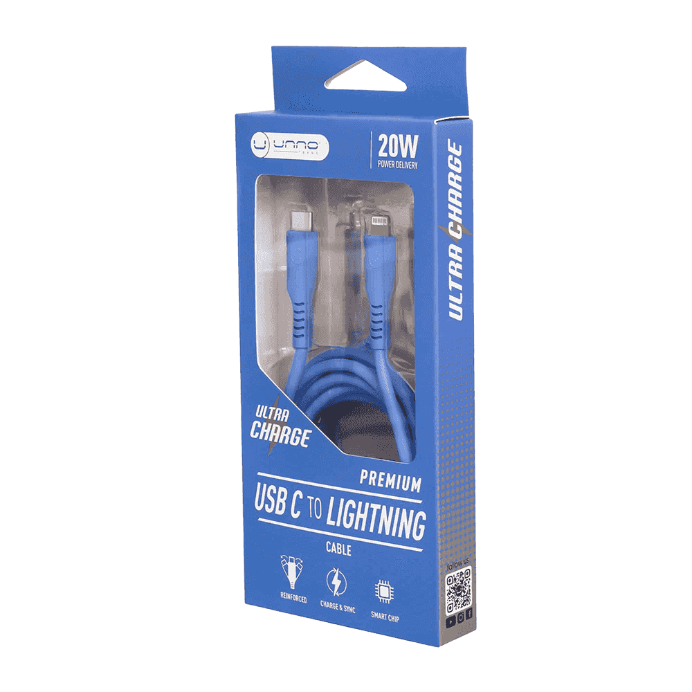 Cable Unno tekno CB4074BL USB tipo C a lightning 1.5 metros / 5ft PD20W celeste - Imagen 2