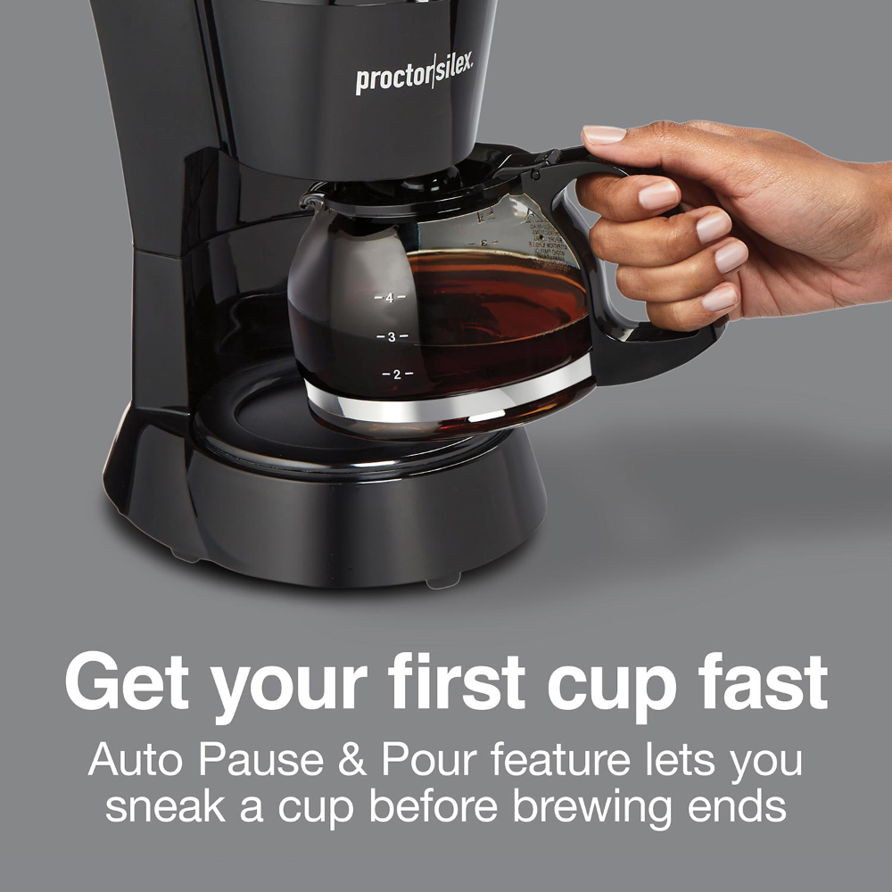 Cafetera Proctor Silex by Hamilton Beach 48138PS para 4 tazas negra - Imagen 3