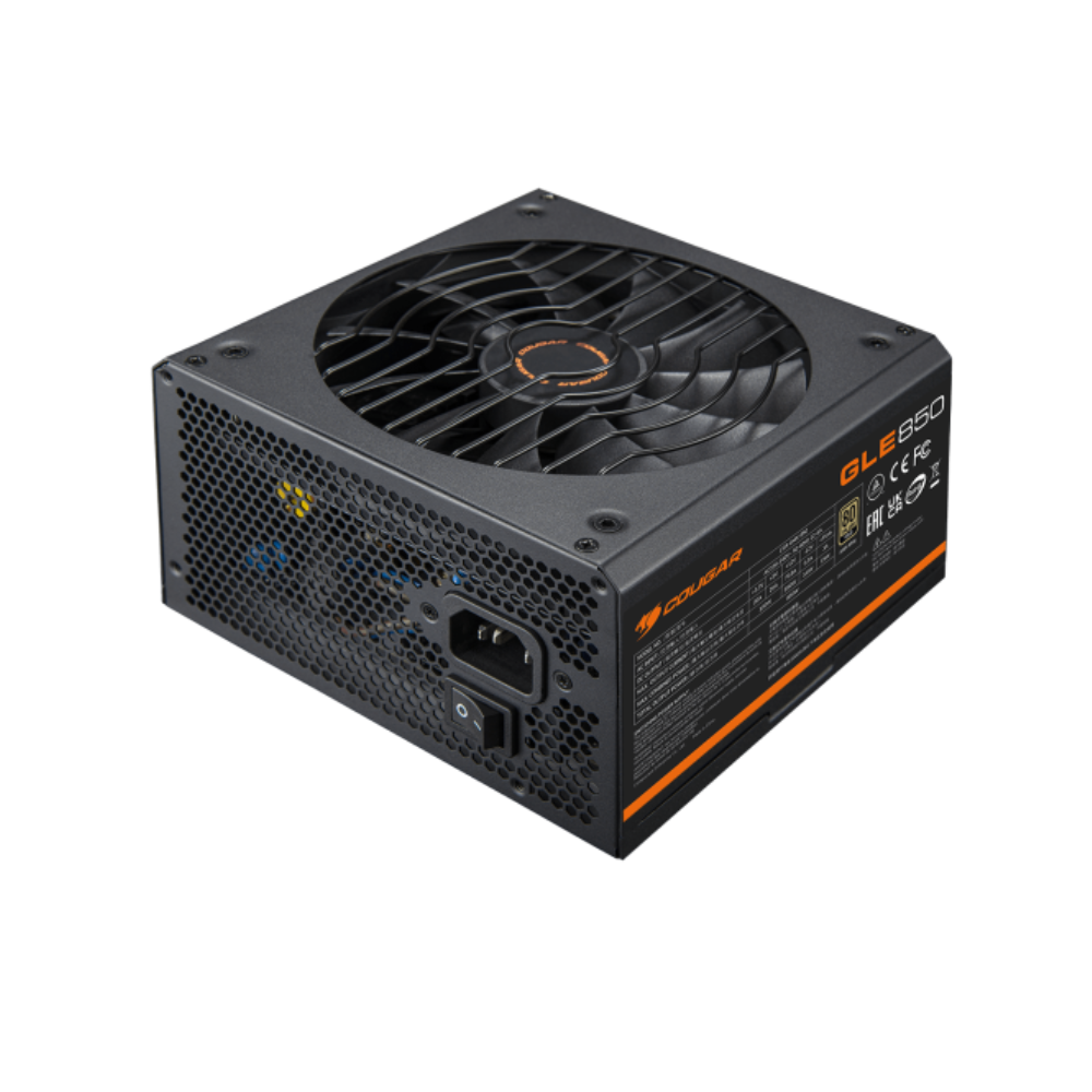 Fuente de poder Cougar GLE 850 watts certificacion 80 plus gold ATX modular estándar ATX 3.1 conector modular PCIe nativo 12V-2X6